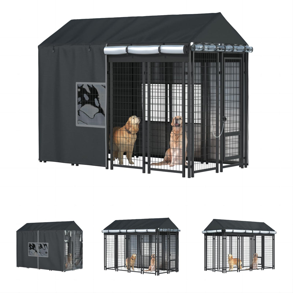 LYBOSH cubierta para jaula exterior, vista frontal, protección contra lluvia y viento