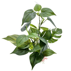 M2cbridge planta artificial con hojas verde frontal, ideal para decorar y dar realismo al acuario.