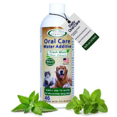 Mad About Organics agua bucal para mascotas, sabor a menta, aliento más fresco.
