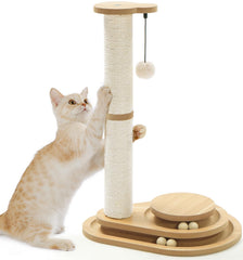 MADE4PETS poste rascador gato madera dos-niveles con sisal para afilar uñas