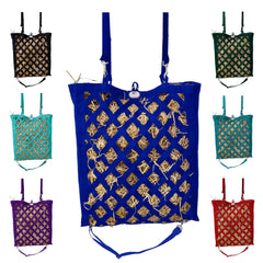 Majestic Ally bolsa de heno de nylon, vista frontal, fomenta alimentación lenta