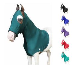 Capucha Majestic Ally para caballo en verde cazador con ajuste cĂłmodo.