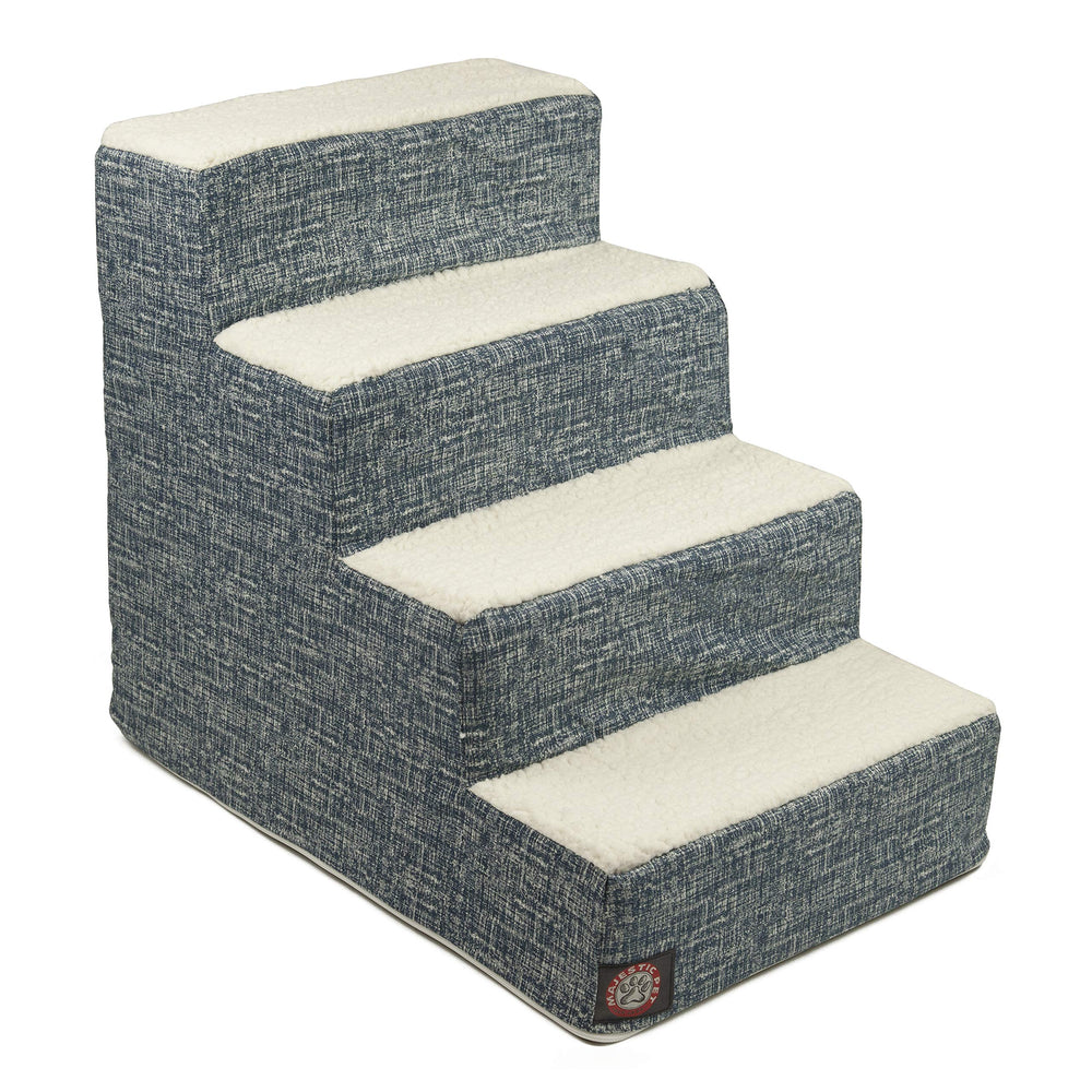 Majestic Pet escalera de 4 pasos para perros pequeños sobre cama alta, facilita subir sin esfuerzo.