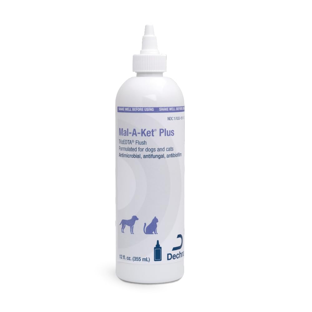Mal-A-Ket Plus TrizEDTA Flush: botella de 12 oz para limpieza de oídos.