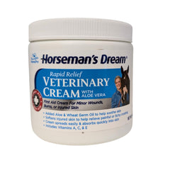 Crema veterinaria Manna Pro Corona Horseman's Dream en tarro para caballos que calma irritación leve de la piel.