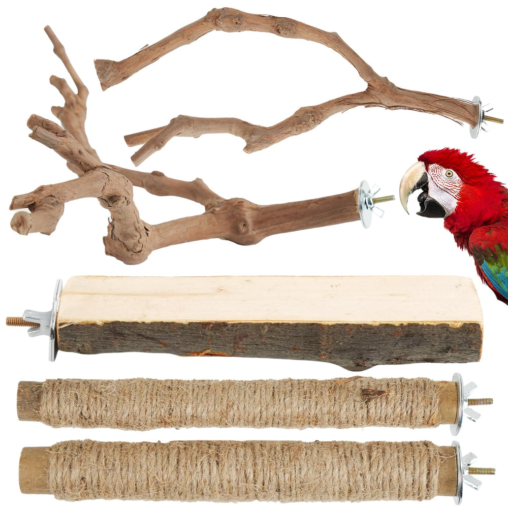 Manoai percha pajaro natural de manzano para jaula ofrece agarre seguro.