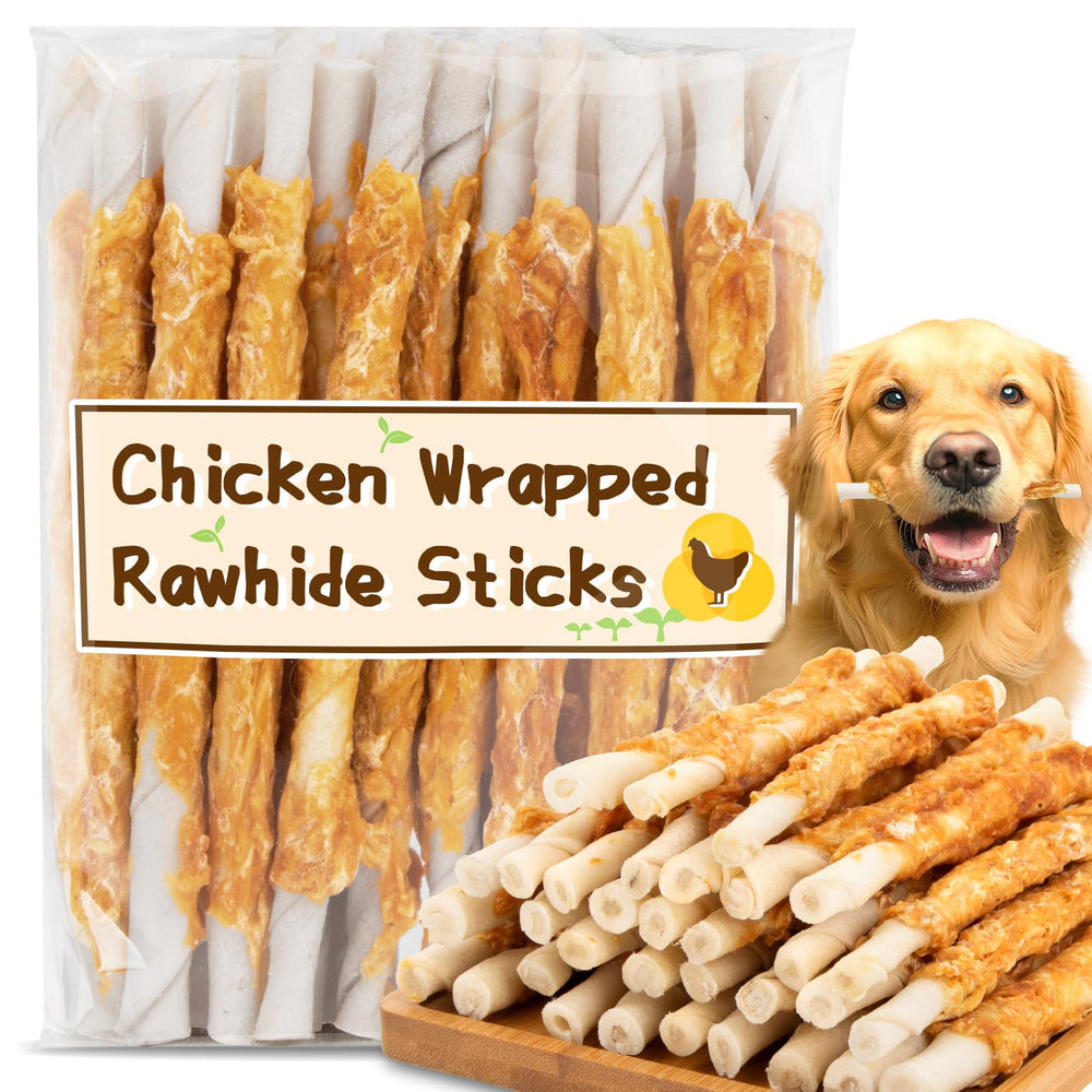 MAQIHAN piel cruda envuelta pollo tiras para perros pequeños, masticables.