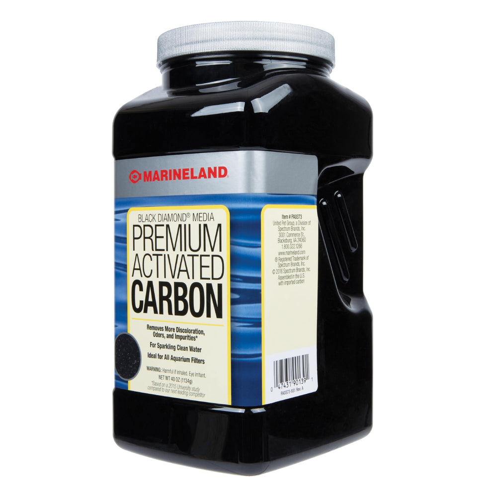 Marineland Black Diamond Carbon Activado, bolsa de 40 oz para filtración química del acuario.