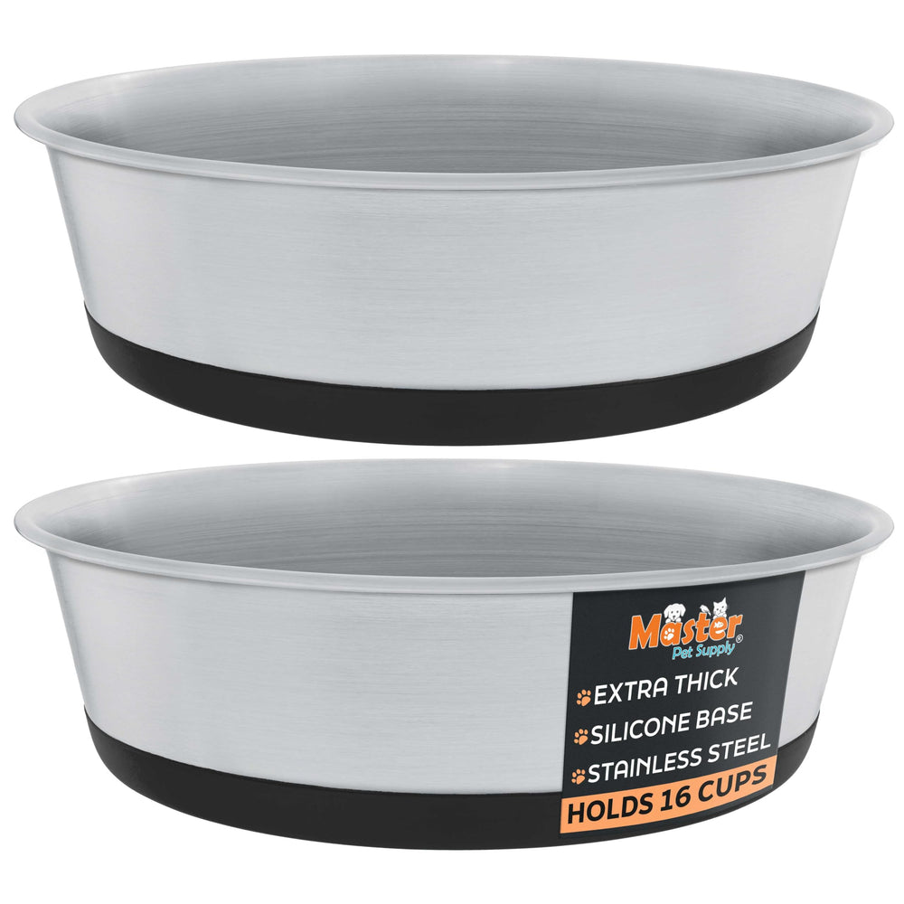 Master Pet Supply cuencos de acero inoxidable, dos piezas, ideales para comida y agua de mascotas