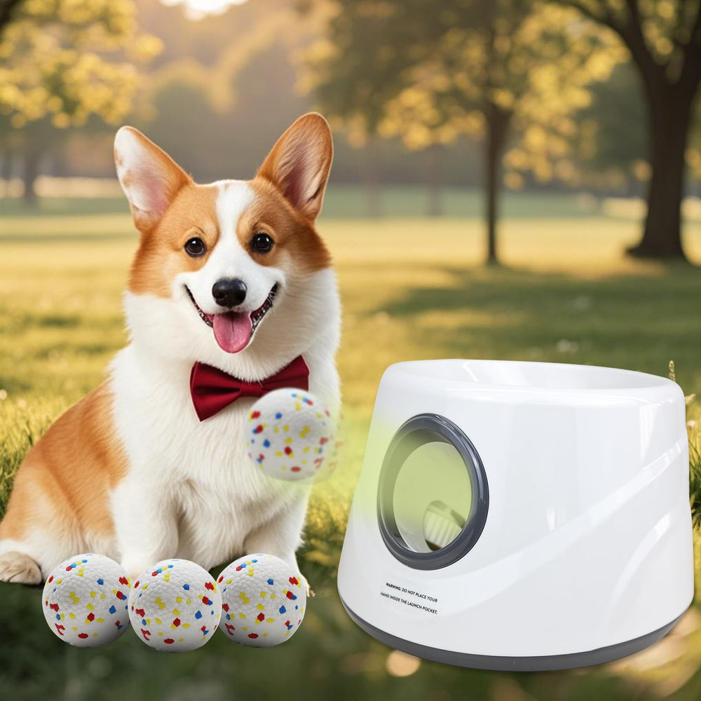 MEKAPLE lanzador de bolas automático para perros, diversión interactiva al aire libre.