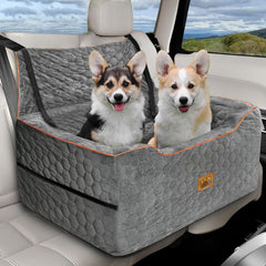 melafa365 asiento de coche para perro mediano gris con apoyo y cinturones de seguridad