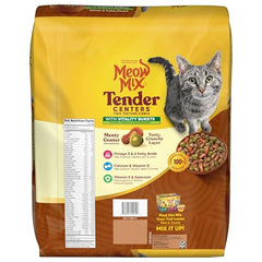 Meow Mix Tender Centers salmón exterior crujiente para snack diario.