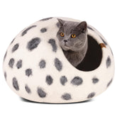 MEOWFIA Cueva para gato: interior con textura de lana merino, cálida y natural.