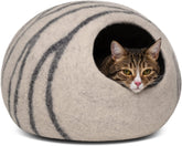 MEOWFIA Cueva para gatos de lana merino, refugio cálido para interiores.