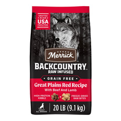 Merrick Backcountry Great Plains Red, bolsa 20 lb; ideal para perros activos sin gluten