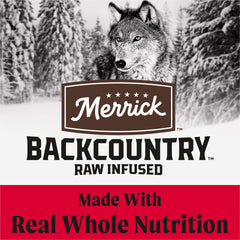 Merrick Backcountry trozos crudos liofilizados: textura premium para comidas diarias.