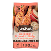 Merrick grano-saludables salmón-arroz croquetas frente para perros activos