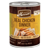 Merrick-lata-pollo-real-cena ofrece comida completa con pollo real en lata.