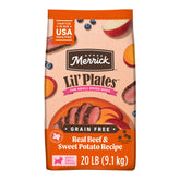 Merrick Lil’ Plates, bolsa de 20 libras con carne de res y camote para perros pequeños, nutrición
