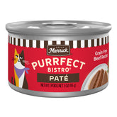 Merrick Purrfect Bistro: lata de pate carne, sabor natural para gatos activos.