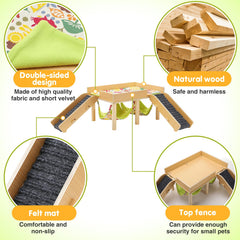 MEWTOGO refugio-madera-escaleras, acceso fácil para trepar y explorar.