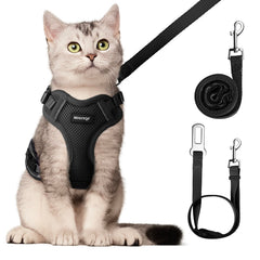 Arnés para gato MHHYQF con correa ajustable para paseos seguros.