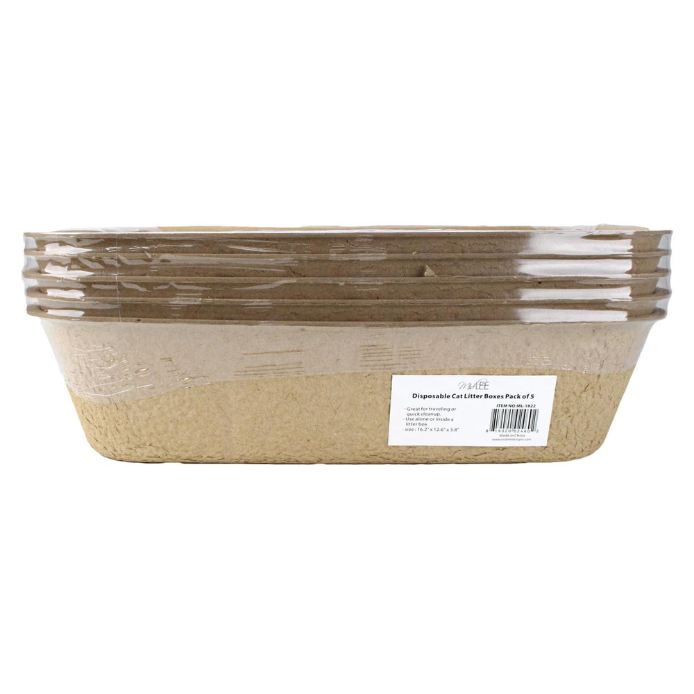 Midlee caja de arena desechable para gatos, frente del paquete, facilita limpieza rápida