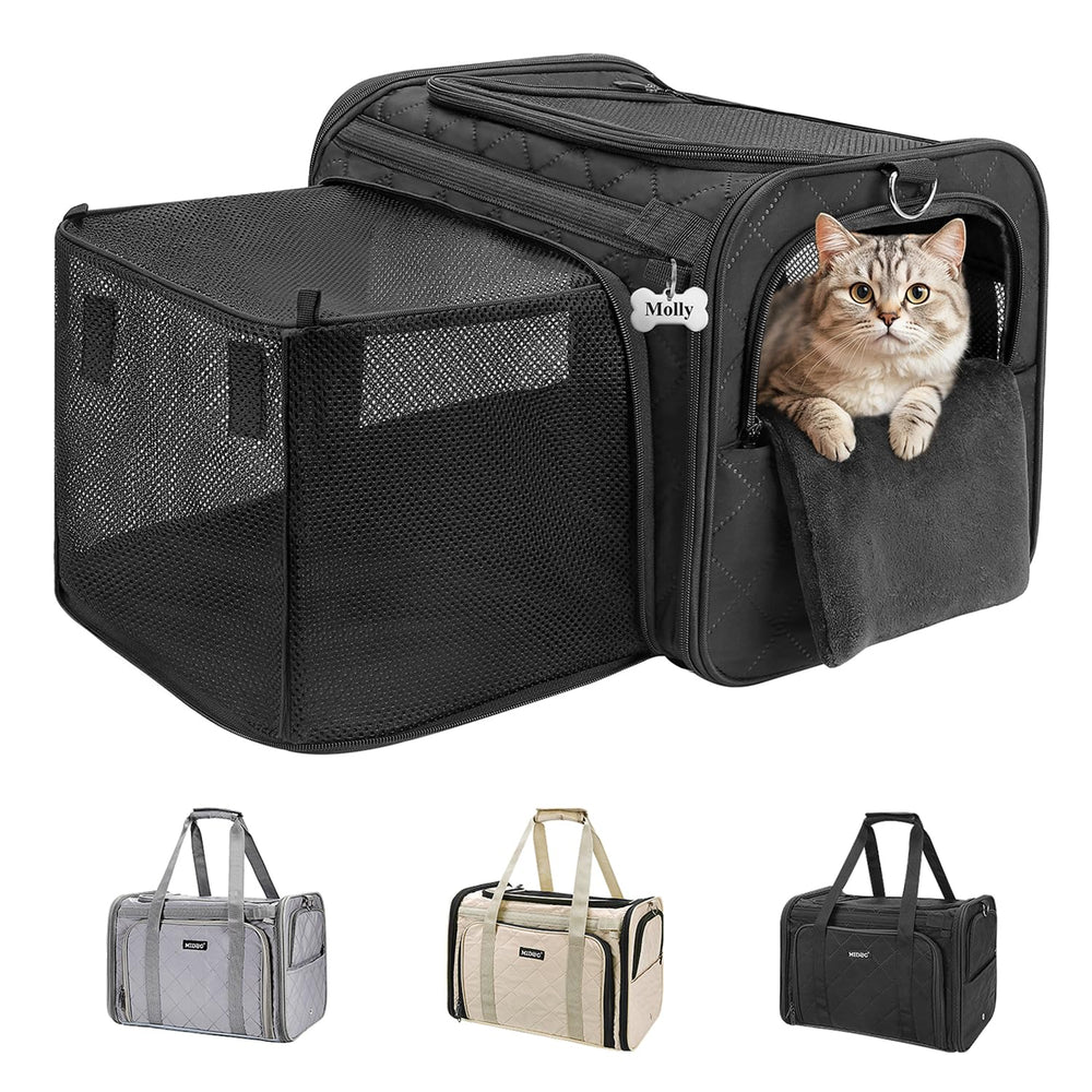 MIDOG transportín para gatos con expansión cuadrada para más espacio durante el viaje.