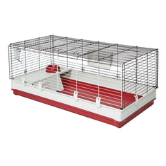 Jaula XL de Midwest Homes for Pets en blanco y rojo, ideal para conejos.