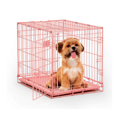 Jaula iCrate rosa de 24 pulgadas para perros pequeños, ideal para viajes y uso diario