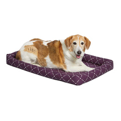 Ashton Bolster Quiet Time Couture frente a jaula, confort para tu perro