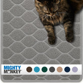 MIGHTY MONKEY: alfombrilla bajo caja de arena que atrapa residuos para suelos limpios.