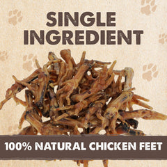 Patitas de pollo secas Mighty Paw Naturals, ingrediente único para perros