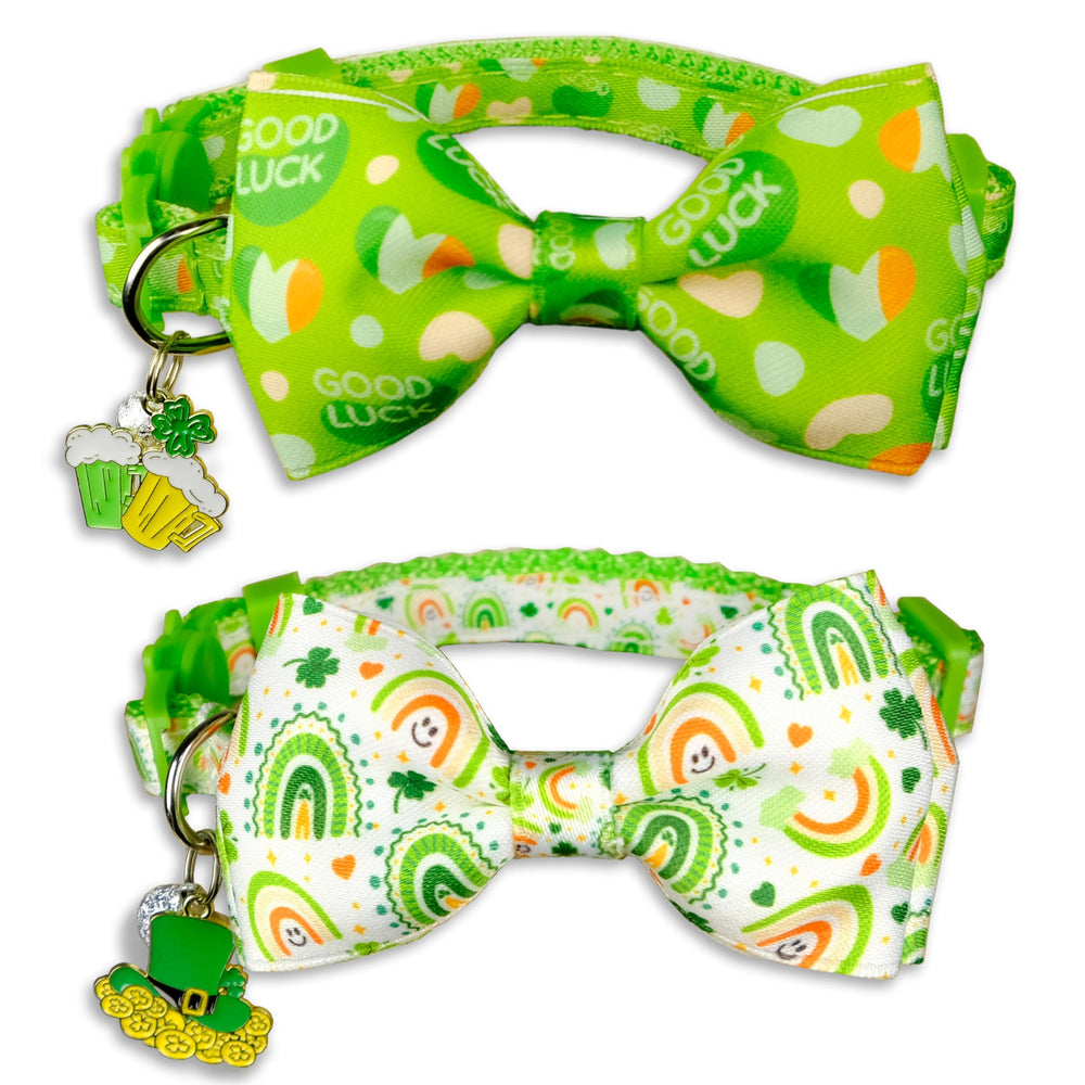 Miiemiu collar para gatos: dos collares con lazo festivo para San Patricio