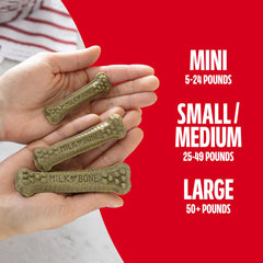 Milk-Bone Brushing Chews Original sabor pollo, cuidado dental diario para perros.
