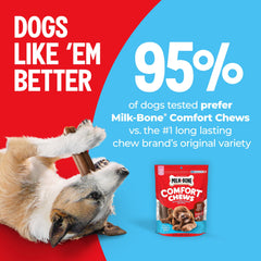 Milk-Bone Comfort Premios: sin cuero crudo, opción digestiva para perros.
