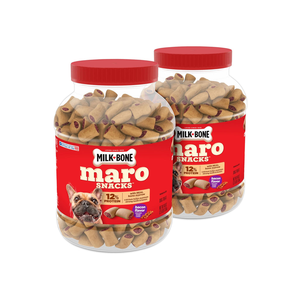 Milk-Bone MaroSnacks con empaque doble de 40 oz, ideal para recompensas diarias.