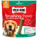 Milk-Bone masticables dentales para perro grande, frente del empaque, limpieza diaria.