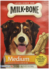 Milk-Bone galletas medias para perros de 20 a 50 libras, snack diario.