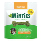Minties empaque dental para perros grandes, listo para impulsar la higiene bucal diaria.