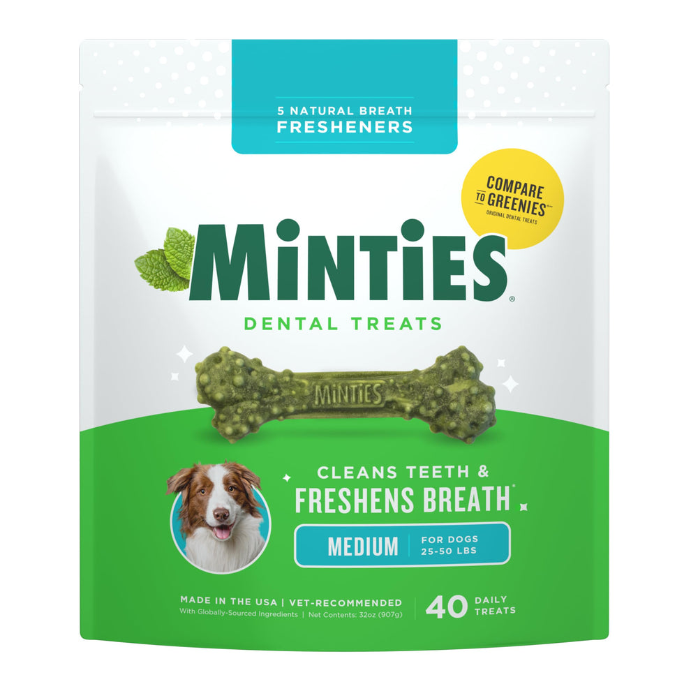 Minties huesos dentales para perros, paquete de 40 unidades, ayudan a la limpieza dental.