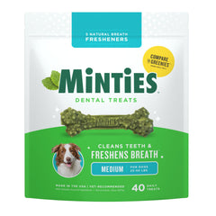 Minties huesos dentales para perros, paquete de 40 unidades, ayudan a la limpieza dental.