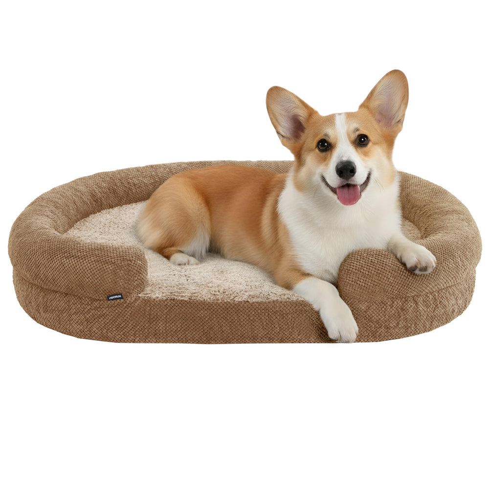 Cama ovalada Miorun para perro mediano, descanso cómodo en casa.