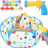 Mity Rain caja de bolas para gatos azul, ideal para juego interior.