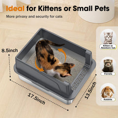 MixJOY tamaño M, caja de arena de acero para gatitos pequeños