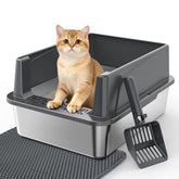 MIXJOY caja de arena en acero inoxidable con tapa para gatos, privacidad y limpieza