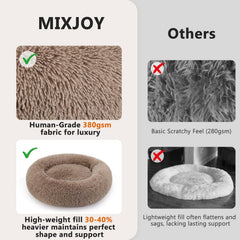 MIXJOY: detalle de borde suave en cama donut marrón para mayor seguridad