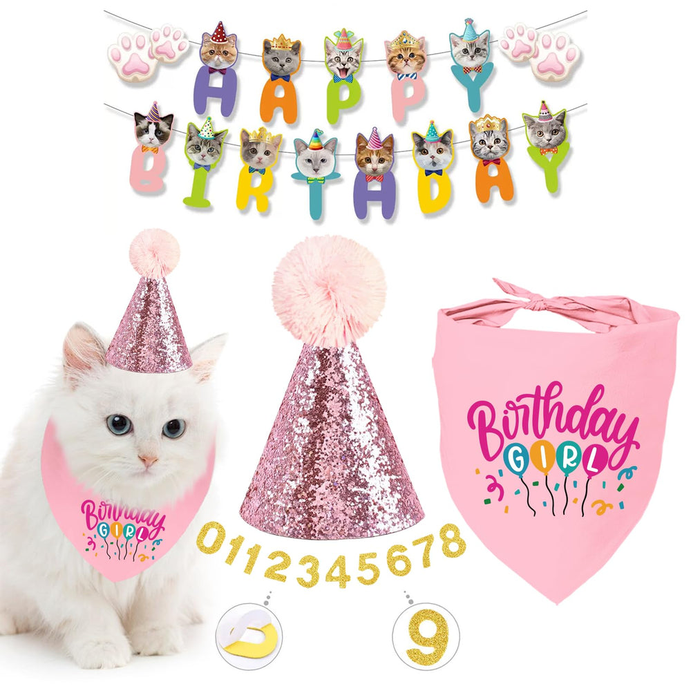 Gorro de cumpleaños Mixrowa para gatos rosa, ideal para fotos divertidas de la fiesta