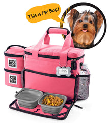 Mobile Dog Gear sección delantera rosa, acceso rápido a lo esencial.