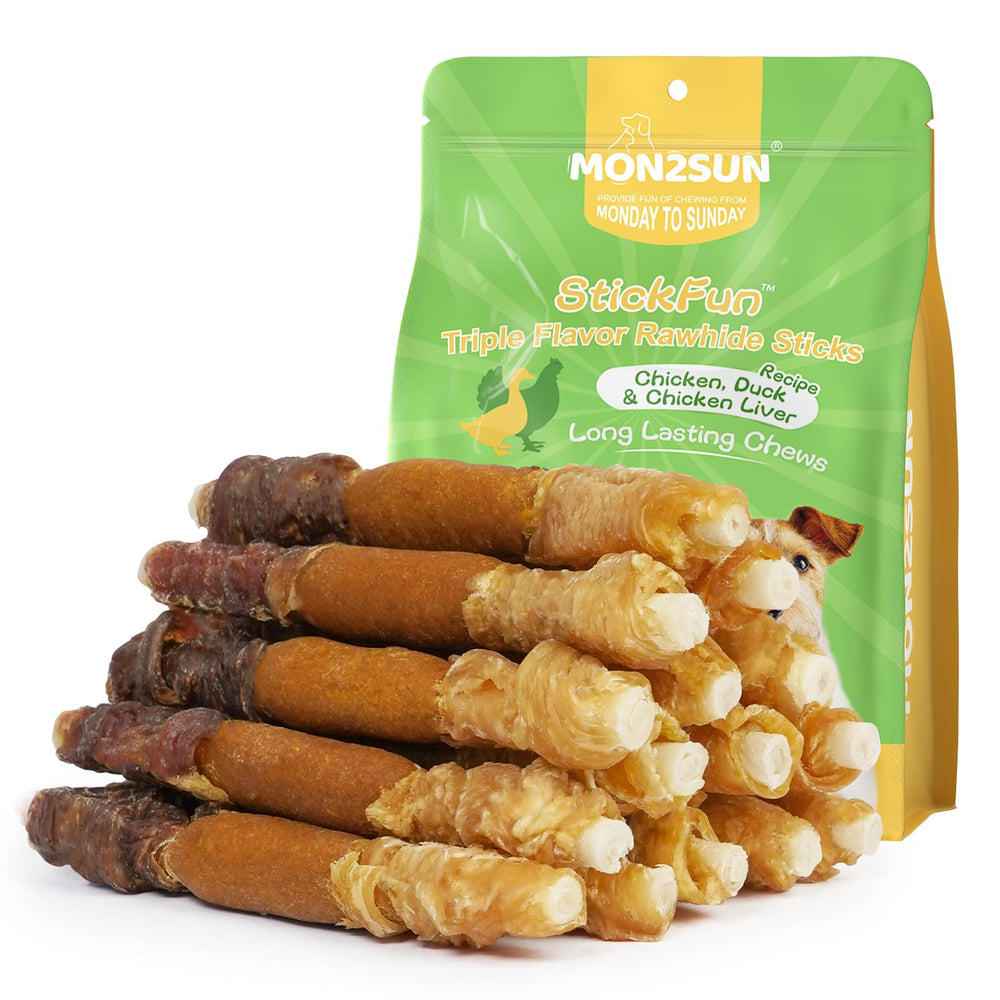 MON2SUN golosinas para perro, tira cruda envuelta pollo-pato-calabaza, ideal para entrenamiento